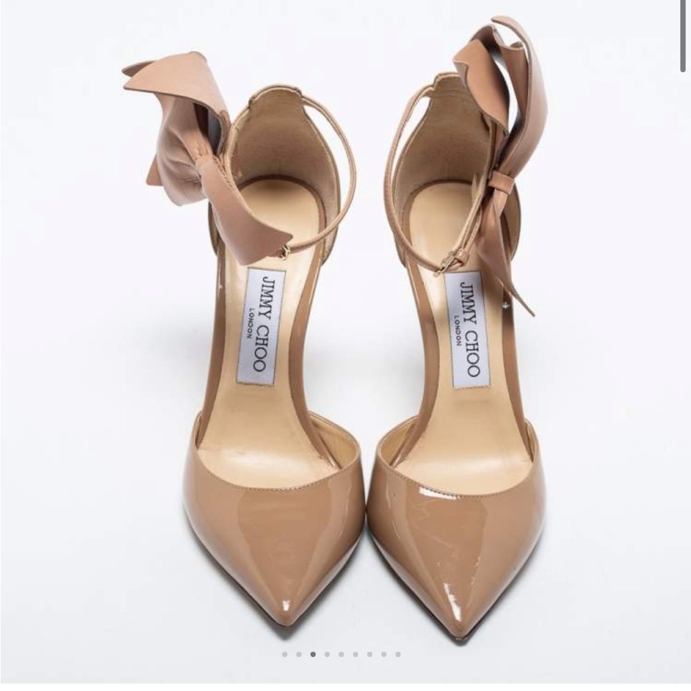 brand new jimmy choos tan heels with bow